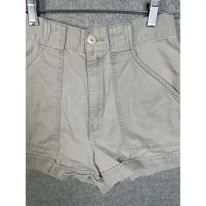 Vintage Abercrombie & Fitch Size 4‎ Cotton Womens Shorts High Waist Beige Mini thumbnail 6