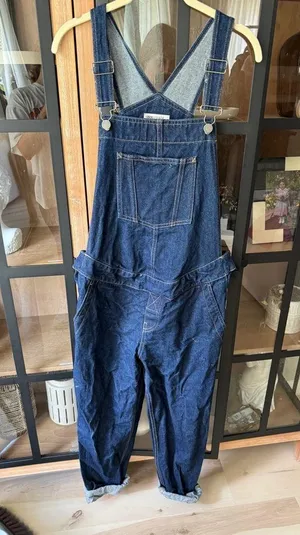 ASOS denim overalls straight leg dark wash jeans inky dungarees jumpsuit thumbnail 2