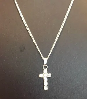 Crystal Cross Necklace White thumbnail 3