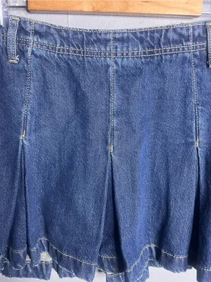 Free People Madison Ave Mini Skirt Denim Pleated. Size 30 thumbnail 5