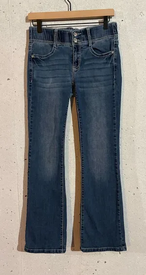 Apt. 9 Mid Rise Boot Cut Bedazzled Jeans | Size: 6 Blue thumbnail 1