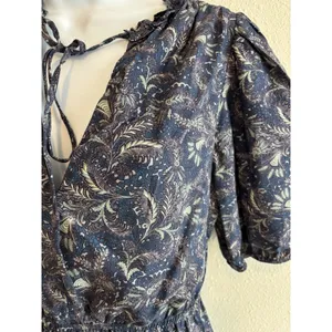 FOLKIE Australia Boho Blue Print Dress Festival Sz 2‎ EUC thumbnail 3