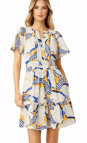 Anthropologie The Somerset Cotton Beach Umbrella Print Mini Dress Size S thumbnail 1