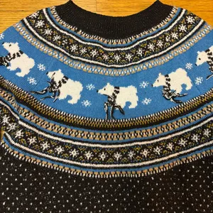 Holiday Time Polar Bear Preppy Christmas Fisherman Teacher Ugly Sweater S thumbnail 4
