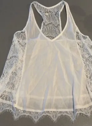 Free People lace trimmed tank top. Size XS thumbnail 1
