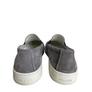 Prada Gray Suede Slip On Sneakers Womens 7 Leather Lined thumbnail 10
