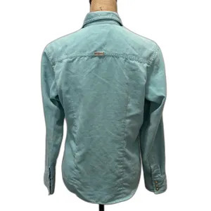 Columbia XCO Turquoise Blue Faux‎ Suede Western Pearl Snap Shirt Womens Medium thumbnail 3