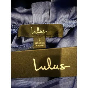 NWT Lulus Classic Elegance Satin Sleeveless Mock-Neck Slit Maxi Dress Large Blue thumbnail 9