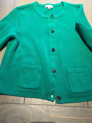 LOFT Kelly Green Button Up Sweater L thumbnail 4