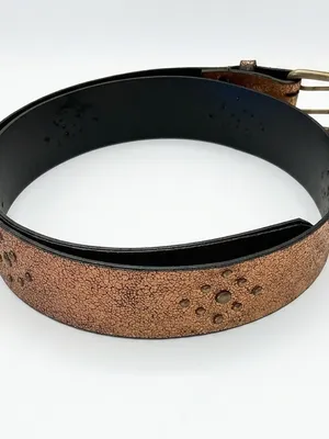 NWOT Copper Metallic Studded Leather Belt thumbnail 3