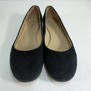 Garnet Hill Women's 8.5 Pippa Modern Ballet Flats Black Suede Leather Made Italy thumbnail 4