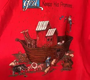 Vintage Hanes God Keeps His Promises Noah’s Ark Red Sweatshirt Sz L thumbnail 2
