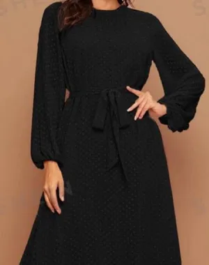 SheIn Long Sleeve Maxi Black Swiss Dot Dress Size Large thumbnail 1