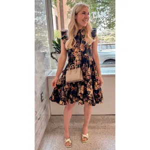 Ulla Johnson Joan Lupine Floral Ruffle Tiered Cotton Dress Size 2 thumbnail 3