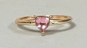 Gold Pink Heart-Shaped Gemstone Band Ring Jewelry Size 7 🩷✨ thumbnail 1