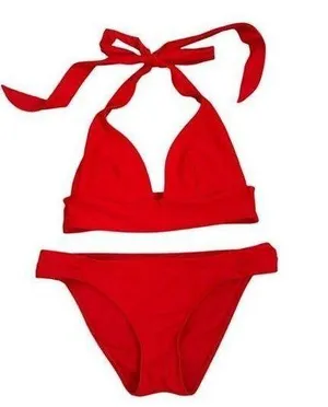 Hollister Swim Red Halter Top 2 Piece Bikini Size Women's Small thumbnail 1