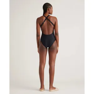 NWT Quince Black Italian Cross-Back One-Piece Swimsuit Size Large thumbnail 2