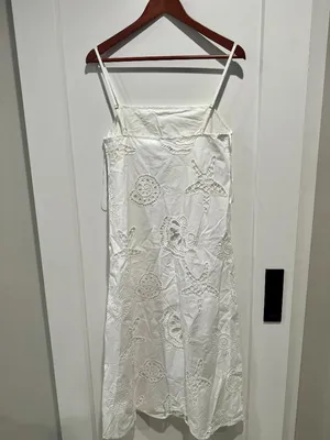 NWT Maude Club Ciel Seashell Eyelet Cotton Midi Dress White S thumbnail 3