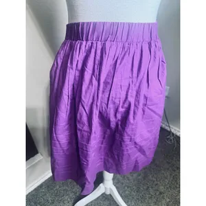 Odille Fuchsia Purple Cotton Mini Skirt Elastic Waist Tie M thumbnail 3