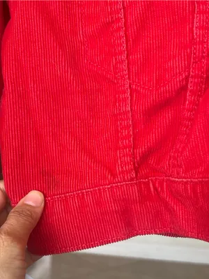 LEVI’S PREMIUM Red Corduroy Cropped Trucker Jacket - Medium White Tab thumbnail 11