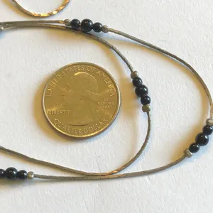 Vintage Silver Tone & Black Beaded Dainty Necklace thumbnail 4