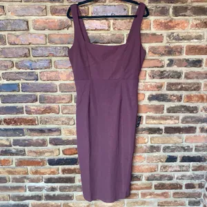 NWT Lulus Vibrant Allure Plum Square Neck Sleeveless Bodycon Midi Dress Large thumbnail 3