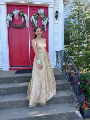 Windsor Rose Gold Sparkly Prom Dress thumbnail 3