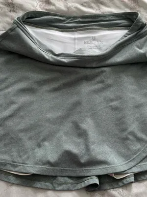 EleVen by Venus Williams Gray Wrap-Style Circle Skirt with white shorts, size M thumbnail 8