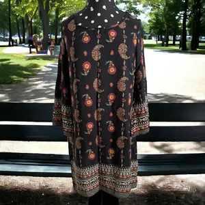 Gibiu Womens‎ Dress Sz S Black Paisley Print Shift 3/4 Sleeve NEW thumbnail 3