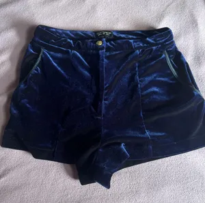 Top shop Blue Velvet Shorts thumbnail 1