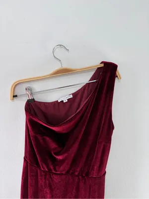 Baltic Born Velvet Burgundy One Shoulder Maxi thumbnail 4
