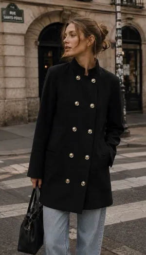 Mango Zara Black Military Inspired Jacket Size XS (No Belt) Dark Feminine Old Money thumbnail 1