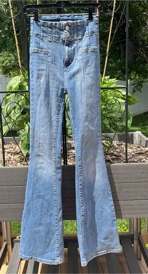We The Free Jayde High Rise Stretch Flare Jeans Size 25 x 32.5 Boho Denim thumbnail 1
