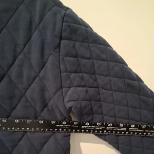 Athleta Sweatshirt Navy Blue Retroplush Quilted Crewneck Side Zippers size Small thumbnail 4