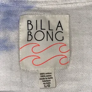 Billabong Blue And White Tye Die Long Sleeve Button Up Shirt Size Large thumbnail 3