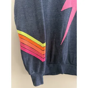 Aviator Nation Lightning Bolt Neon Chevron 5 Stripe Crew Sweatshirt Size Medium‎ thumbnail 7