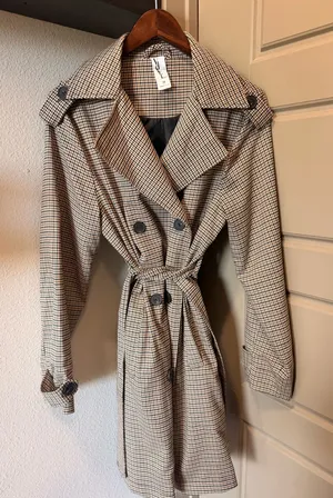 Houndstooth Violet Romance Lightweight Trench Jacket Brown Size 6 thumbnail 1