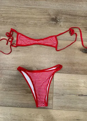 Checkered Swimsuit Red thumbnail 1