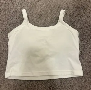 White Spaghetti Strap Crop Tank Top thumbnail 1
