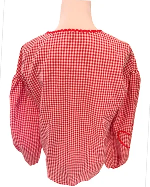 Red Gingham Sweetheart Tie Front Top Jacket Hearts Lightweight S thumbnail 4