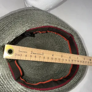 Goorin Bros Paper Woven Straw Fedora Hat Olive Green Burgundy Band Adult Small thumbnail 6