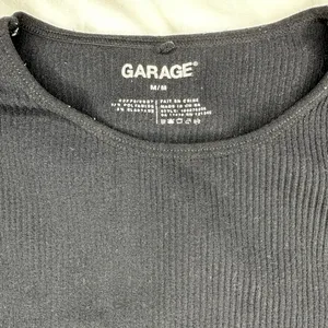 Garage black ribbed short-sleeve crop top thumbnail 2