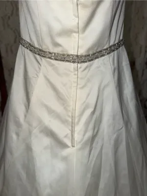 Beautiful David’s Bridal Strapless Satin & Organza Ruffle Wedding Gown thumbnail 6