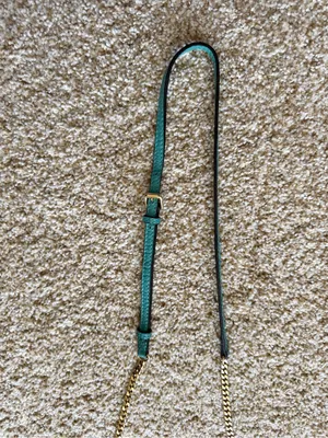 Burberry Madison Wallet on a Chain Pebble Leather Crossbody Bag in Aqua Teal thumbnail 11