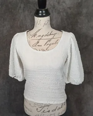 Maeve by Anthropologie balloon sleeve textured top new with defects size Medium thumbnail 1