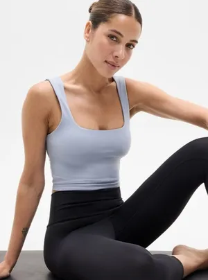 New Athleta XS Transcend Square Neck Crop Bra Blue Star X-Small A-C thumbnail 1