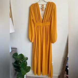 NWT Michael Costello x REVOLVE Kerry Gown in Marigold‎ Long Sleeve thumbnail 7
