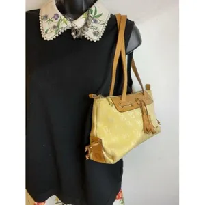 dooney and bourke fabric medium size yellow tan fa thumbnail 5