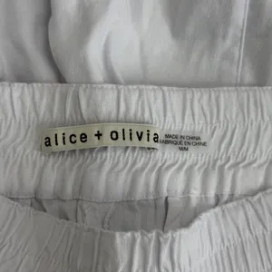 Alice + Olivia Cargo Buckle Joggers White Size Medium Linen Blend thumbnail 5