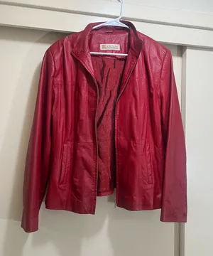 Real Red Leather Jacket Kircilar Size M thumbnail 1